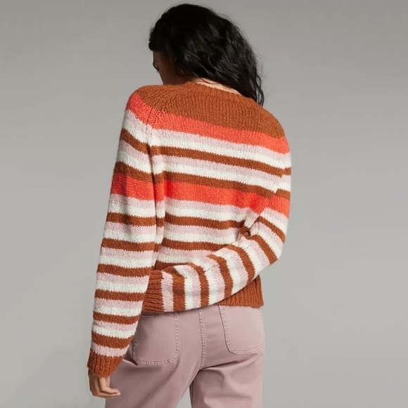 NWT Anthropologie Line + Dot Clara Wool Fuzzy Striped Pullover Sweater - Picture 4 of 8
